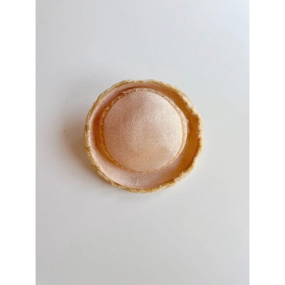 Vintage Pale Peach Pink Sinamay Curly Straw Trim Bumper Capulet Hat - Picture 4 of 14